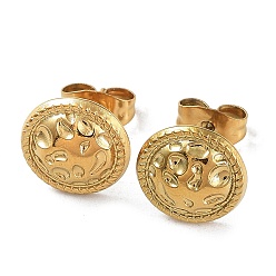 Real 18K Gold Plated Ion Plating(IP) 304 Stainless Steel Flat Round Button Ear Studs for Women, Real 18K Gold Plated, 10.5mm