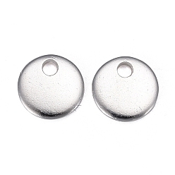 Silver 304 Stainless Steel Charms, Stamping Blank Tag, Flat Round, Silver, 6x0.8mm, Hole: 1.2mm