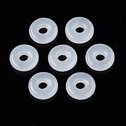 White Imitation Jade Glass Linking Rings, Ring, White, 10x2.5mm, Hole: 3mm