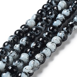 Черный Вытяжка и выпечка окрашены стеклянные бусины пряди, круглые, чёрные, 8 мм, отверстие : 1 мм, около 106 шт / нитка, 31.4 дюйм