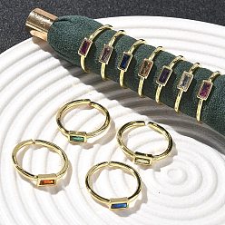 (52) Непрозрачная лаванда Прямоугольные латунные манжеты со стеклом для женщин, долговечный, стойки покрытие, без свинца и без кадмия, реальный 18 k позолоченный, разноцветные, 1.5 мм, внутренний диаметр: 15.3 мм