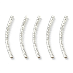 Посеребрённый Бисера латунной трубки, долговечный, изогнутые бусины, трубка, 925 серебро покрытием, 25x2 мм, отверстие : 1.2 мм