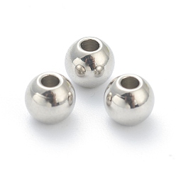 Нержавеющая Сталь Цвет Не тускнеет 202 бусины из нержавеющей стали, круглые, цвет нержавеющей стали, 5x4 мм, отверстие : 1.6 мм