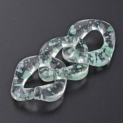 Aquamarine Transparent Acrylic Linking Rings, Quick Link Connectors, for Curb Chains Making, Twist Oval, Aquamarine, 31x29x7mm, Inner Diameter: 11x17mm
