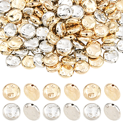 Platinum & Light Gold 200 шт 2 цвета пластиковые бусины ccb, плоско-круглые, платина и светлое золото, 12x4.5 мм, отверстие : 1.4 мм, 100 шт / цвет