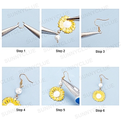 Golden SUNNYCLUE 198Pcs DIY Yellow Flower Style Earring Making Kits, Including Flower Alloy Pendants, Glass Beads, Brass Findings, Iron Jump Ring & Pins, Golden