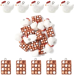 (52) Непрозрачная лаванда 10 шт 2 стили подвески из непрозрачной смолы, с платиновыми железными петлями, подвески в виде яйца и цыпленка, разноцветные, 3 мм, отверстие : 19~25.5x15.5~23x8.5~13 мм, 1.6~1.8 шт / стиль