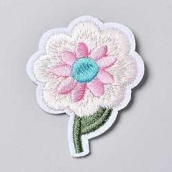 Colorful Computerized Embroidery Cloth Iron on/Sew on Patches, Costume Accessories, Appliques, Flower, Colorful, 52x43x1.8mm