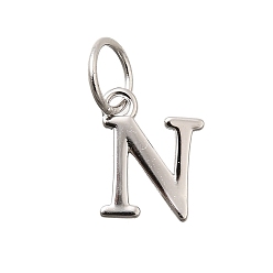 Letter N 925 стерлингов серебряные подвески, буквы, Письмо N, 10x7.5x1 мм, отверстие : 4 мм