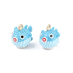 Темно-Голубой Подвески из эмали и сплава, шармы-шармы, золотые, глубокое синее небо, 13.5x12x14.5 мм, отверстие : 1.5 мм