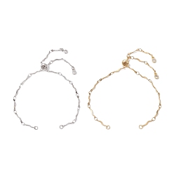 Золотой & Цвет Нержавеющей Стали 2 шт. 2 цвета 304 нержавеющая сталь волнообразная звеньевая цепь слайдер браслет изготовление, с латунными скользящими бусинами, золотые и нержавеющая сталь цвет, 10-5/8 дюйм (27 см), 1 шт / цвет