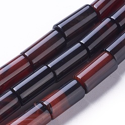 Кокосово-Коричневый Природные крашеные шарики агата стренг, колонка, кокосового коричневый, 15~16x7~8 мм, отверстие : 1.2 мм, около 25 шт / нитка, 15.3 дюйм (39 см)