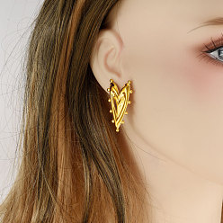 Золотой 304 Серьги из нержавеющей стали, золотые, 36x21 мм