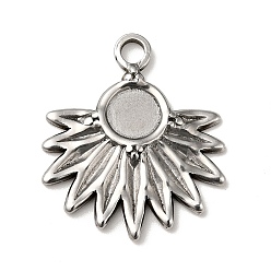 Stainless Steel Color Non-Tarnish 304 Stainless Steel Pendant Cabochon Settings, Flower, Stainless Steel Color, Tray: 6mm, 24x21x2mm, Hole: 2.8mm