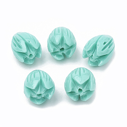 Turquoise Dyed Synthetic Coral Beads, Jasmine Flower, Turquoise, 8~8.5x6.5~7mm, Hole: 1mm