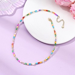 Разноцветный Ожерелья из окрашенных натуральных пресноводных раковин в форме колонн и граненых стеклянных бусин-ронделей для женщин., золотые, красочный, 15.98 дюйм (40.6 см)