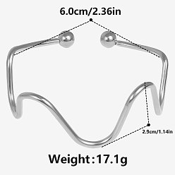 Нержавеющая Сталь Цвет Европейский и американский стиль 304 браслеты-манжеты из нержавеющей стали, браслеты с крутящим моментом для женщин, цвет нержавеющей стали, внутренний диаметр: 2-3/8 дюйм (6 см)