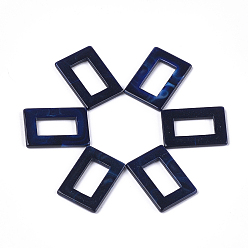 Dark Blue Acrylic Linking Rings, Imitation Gemstone Style, Rectangle, Dark Blue, 26x18x2.5mm, Hole: 16x8mm, about 560pcs/500g