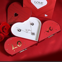 Красный Набор посуды из пластмассы ювелирных изделий коробки, сердце со словом "love", красные, 16x14.5x5 см