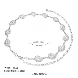 Shell Shape Летний пляж 304 цепочки из нержавеющей стали для талии и живота для сексуального бикини, цвет нержавеющей стали, не тускнеет, формы раковины, 1120 мм