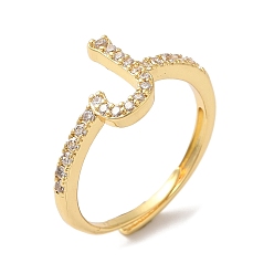 Настоящее золото 18K Стойка с покрытием из латуни с кубическим цирконием и арабскими буквами, регулируемые кольца для женщин, без кадмия и без свинца, долговечный, реальный 18 k позолоченный, 10x7.4 мм, внутренний диаметр: 18.2 мм