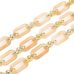 Персиковый Слойка Покрытие стойки акрил и пластиковая цепь ccb, долговечный, розовые, 20x10.6x3 мм, 5 м / рулон