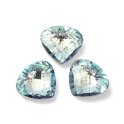 Светло-Синий Гальваническим подвески стекла, с покрытием на задной стороне, граненые, слезинки, голубой, 12x13x5 мм, отверстие : 1.2 мм