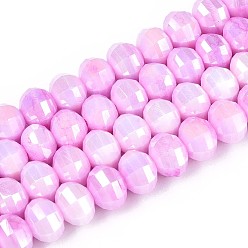 Фиолетовый Антикоррозийные гальванические стеклянные бусины, имитация драгоценных камней, рондель, с покрытием AB цвета, граненые, два тона, фиолетовые, 8x6 мм, отверстие : 1~1.2 мм, около 60~62 шт / нитка, 14.92~15.16'' (37.9~38.5 см)