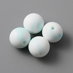 Light Cyan Silicone Beads, Round, Light Cyan, 15x15mm, Hole: 2mm