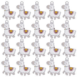 Белый 20подвески из эмали с покрытием из сплава, без кадмия и без свинца, платина, альпака, белые, 29x22x2 мм, отверстие : 2 мм