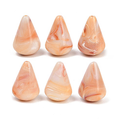 Легкий Лосось Двухцветные непрозрачные акриловые бусины, имитирующие драгоценные камни, слеза, светлый померанцевый, 31.5x21.5 мм, отверстие : 2 мм, Около 74 шт / 500 г