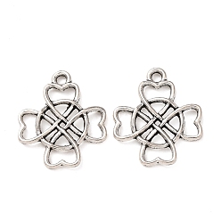Античное Серебро Сплавочные подвески тибетского стиля, подвески в виде плетеных узлов, античное серебро, 23x20x2.2 мм, отверстие : 2.2 мм, Около 695 шт / 1000 г