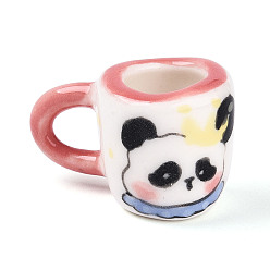 Индийский Красный Кружка с пандой из фарфора ручной работы, Ручной обращается фарфор Famille Rose, аксессуары для кукольного домика с микро-ландшафтом, Индийская красная, 32~32.5x20~21.5x20~21 мм