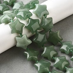 Зеленый Авантюрин Естественный зеленый авантюрин бисер нитей, с бисером, звезда, 20x21x10 мм, отверстие : 1.2 мм, около 19 шт / нитка, 15.59''~16.02'' (39.6~40.7 см)