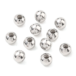 Real Platinum Plated SHEGRACE Brass Beads, Round, Cadmium Free & Nickel Free & Lead Free, Real Platinum Plated, 3.5x4mm