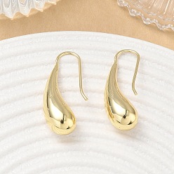 Golden Brass Dangle Earrings for Women, Teardrop, Golden, 31.5x9mm