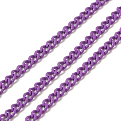 Сине-фиолетовый Окрашенные распылением 304 бордюрные цепи из нержавеющей стали, с катушкой, несварные, синий фиолетовый, 3x2x0.6 мм