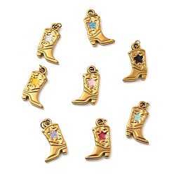 (52) Непрозрачная лаванда 304 нержавеющей стальной эмали подвески, брелоки для ботинок, ионное покрытие (ip), реальный 18 k позолоченный, с целью перехода в кольце, разноцветные, 18x11.5x2.5 мм, отверстие : 3.2 мм