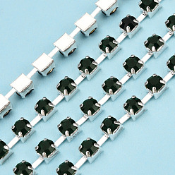 Изумруд Цепочки из посеребренной латуни со стразами и стразами, горный хрусталь чашка цепи, пайки, с катушкой, изумруд, 3 мм, около 32.81 футов (10 м) / рулон