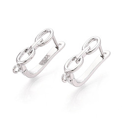 Платинированный Латунная фурнитура для хооп серег, без кадмия, без никеля и без свинца, цепочка-оберег, Реальная платина, 21x12x5 мм, отверстие : 1.5 мм, штифты : 1 мм
