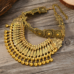 Античное Золото Ожерелья-нагрудники в этническом стиле из цинкового сплава с кисточками и монетами для женщин, античное золото , 11.02 дюйм (28 см)