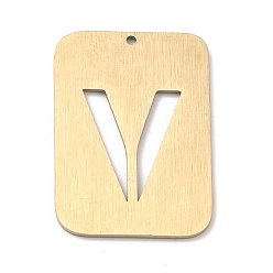 Letter V Ionenbeschichtung (IP) 304 Edelstahlanhänger, Rechteck mit Alphabet, hohl, letter.v, 32x22x1 mm, Bohrung: 1.5 mm