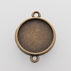 Античная Бронза Плоские круглые параметров соединителя кабошон двусторонняя сплава, без кадмия, без никеля и без свинца, античная бронза, лоток : 16 мм, 25x19x3 мм, отверстие: 1.5 мм, около 475 шт / кг