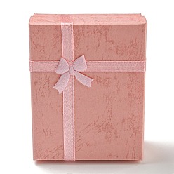 Бледно-фиолетовый Красный Картонные коробки ожерелья бумаги, Подарочный футляр для колье с губкой внутри и бантиком, прямоугольные, бледно-фиолетовый красный, 9.15x7.15x3 см