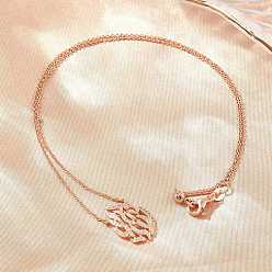 Rose Gold Brass Micro Pave Clear Cubic Zirconia Flame Pendant Adjustable Slider Necklaces, Cadmium Free & Lead Free, Rack Plating, Long-Lasting Plated, Rose Gold, 17.48 inch(44.4cm)