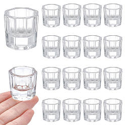 Claro 20unidades de vaso de vidrio octogonal, herramientas de uñas, Claro, 3.3x3.2x3.15 cm