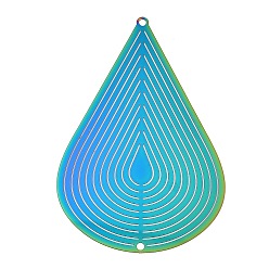 Rainbow Color 201 подвески из нержавеющей стали, гравированные металлические украшения, слезная ссылка, Радуга цветов, 101x66x0.3 мм, отверстие : 2.5 мм