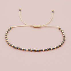 Серый Стеклянные бусины плетеные браслеты из бисера, Браслеты из плетеного синтетического волокна для женщин, серые, 11.02 дюйм (28 см)