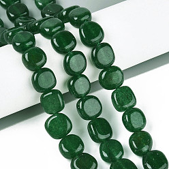 Зеленый Бусины из натурального белого нефрита, квадратный, окрашенные, зелёные, 9~12x9~12x5~8 мм, отверстие : 1~1.2 мм, около 33~37 шт / нитка, 14.96~15.16 дюйм (38~38.5 см)