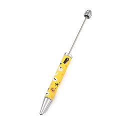 Желтый Пластиковая шариковая ручка на тему хэллоуина, ручка для бисероплетения из железного шеста, для индивидуальной ручки с ювелирными бусинами, желтые, 150x11 мм, штифты : 2 мм